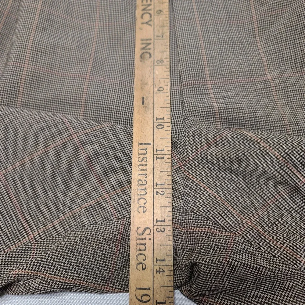 Lands End Dress Pants Mens 40 Brown Houndstooth Wool Pleated Traditional Fit‎